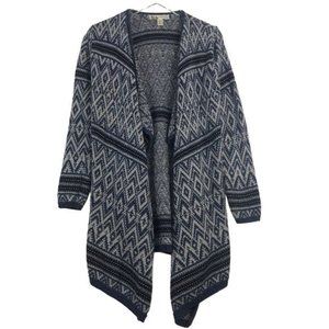 KAISLEY Anthropologie Wool Blend Cardigan Boho Tribal Open Front Asymmetric Knit